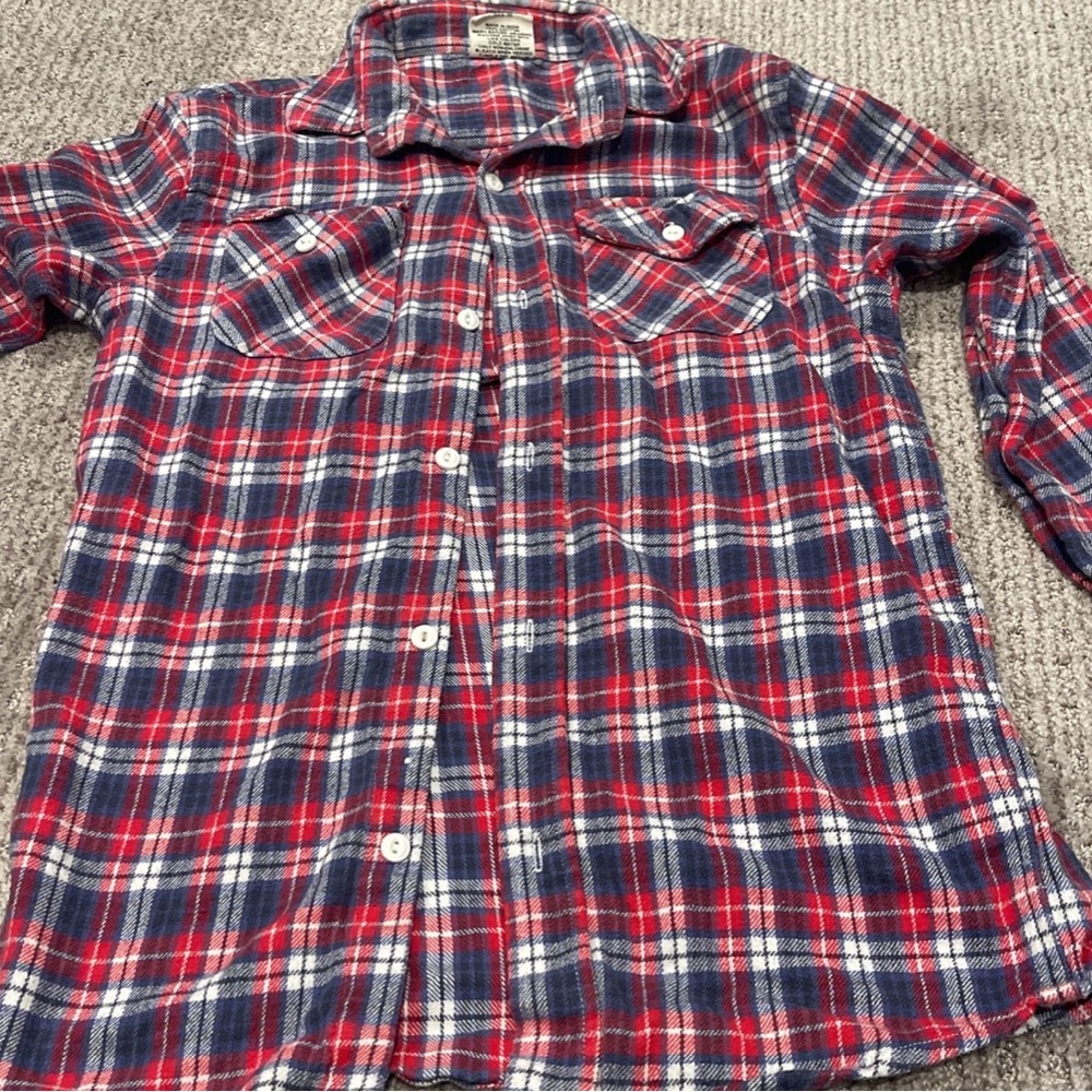 Wes and Willy Plaid Flannel Kids Shirt - Red and Blue
